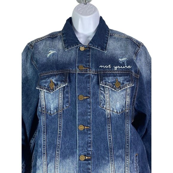 Free People x Sandrine Rose Button Up Denim Jacket Womens Size Small NEW - Picture 2 of 9